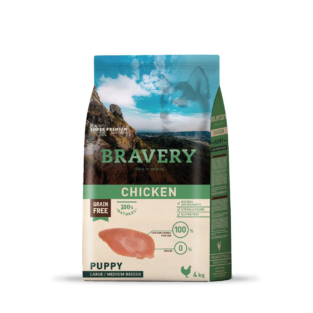 4PE040067 BRAVERY CHICKEN PUPPY LARGE/MEDIUM BREEDS 4 KG - Imagen 1