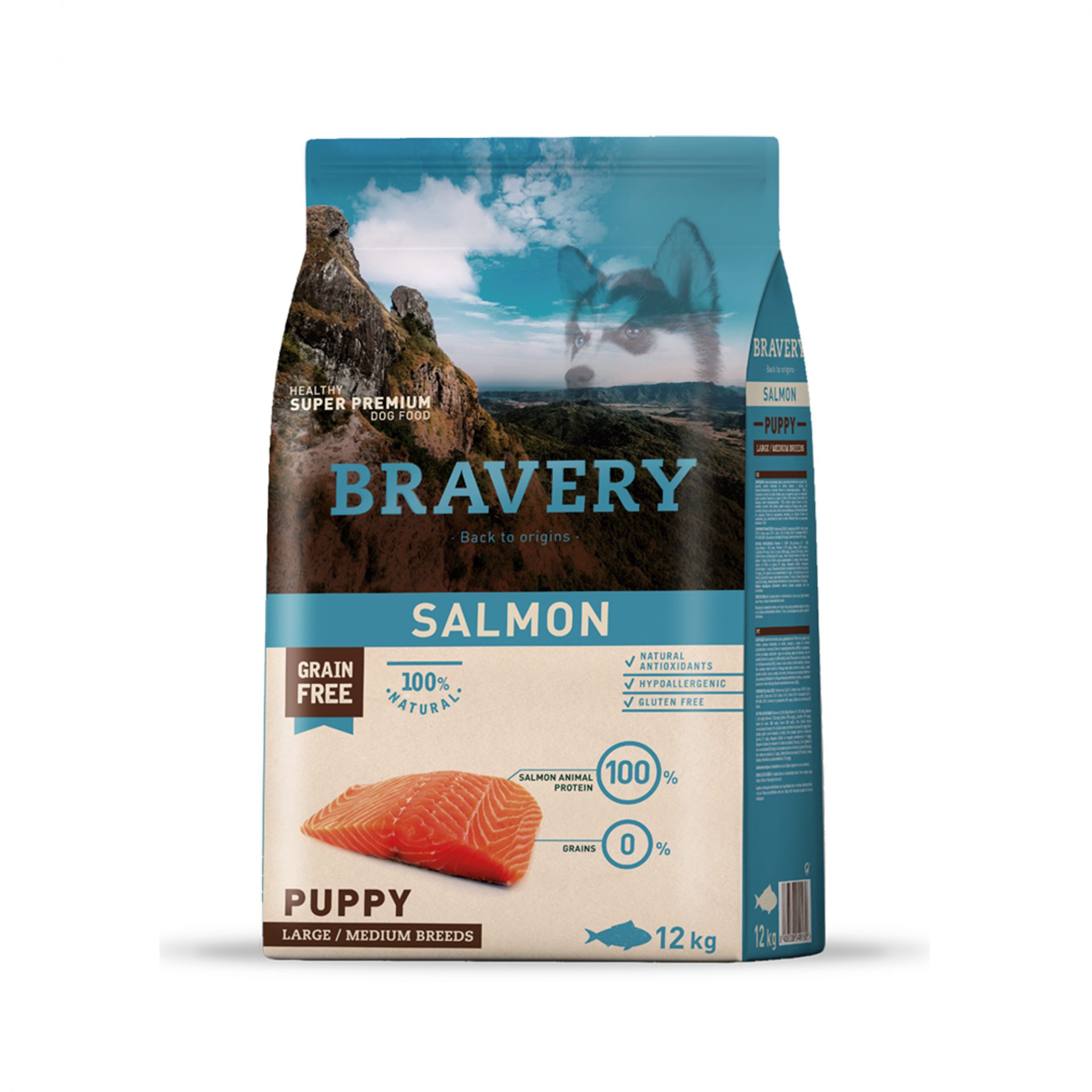 4PE120016 BRAVERY SALMON PUPPY LARGE/MEDIUM BREEDS 12 KG - Imagen 1
