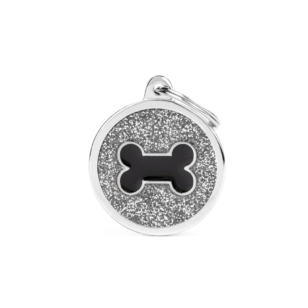 GL05GREY (1) MY FAMILY GREY BIG GLITTER CIRCLE BLACK BONE - Imagen 1