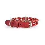MF COLLAR ASCOT, CUERO TRENZADO ROJO, 42/55-2,8 cm / LG