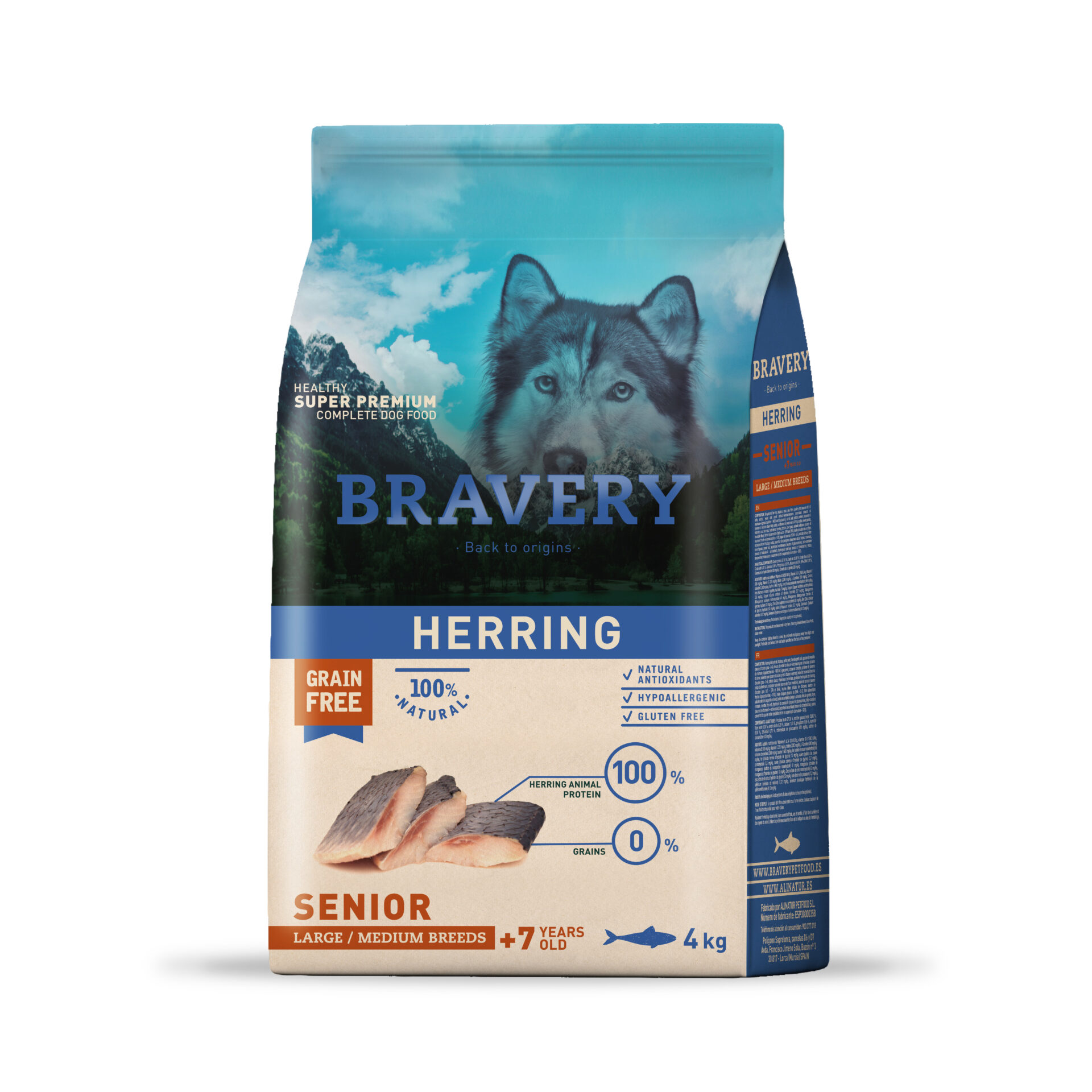 4PE120018 BRAVERY HERRING SENIOR LARGE/MEDIUM BREEDS 12 KG - Imagen 1